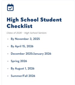 High School Student Checklist Class of 2026 - High School Seniors